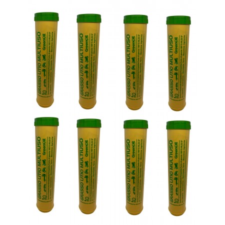 8 CARTUCCE GRASSO 600 GR GREENOIL PER INGRASSATORE SIRINGA A LEVA