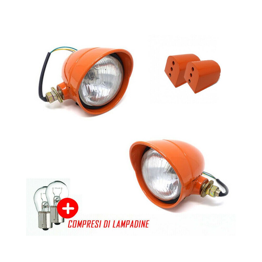 COPPIA FANALI ANTERIORE TRATTORE FIAT SERIE ORO COMPLETI DI SUPPORTI E LAMPADINE