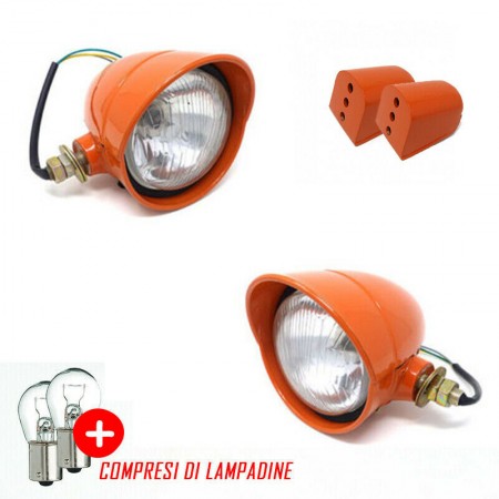 COPPIA FANALI ANTERIORE TRATTORE FIAT SERIE ORO COMPLETI DI SUPPORTI E LAMPADINE