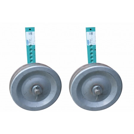 COPPIA RUOTINO DI PROFONDITÀ CON STAFFA ESTIRPATORE TRINCIA D. 300 MM